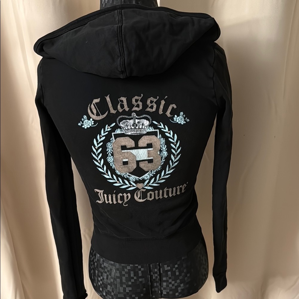 Juicy Couture Black Hoodie with Classic 63 super rare P XS